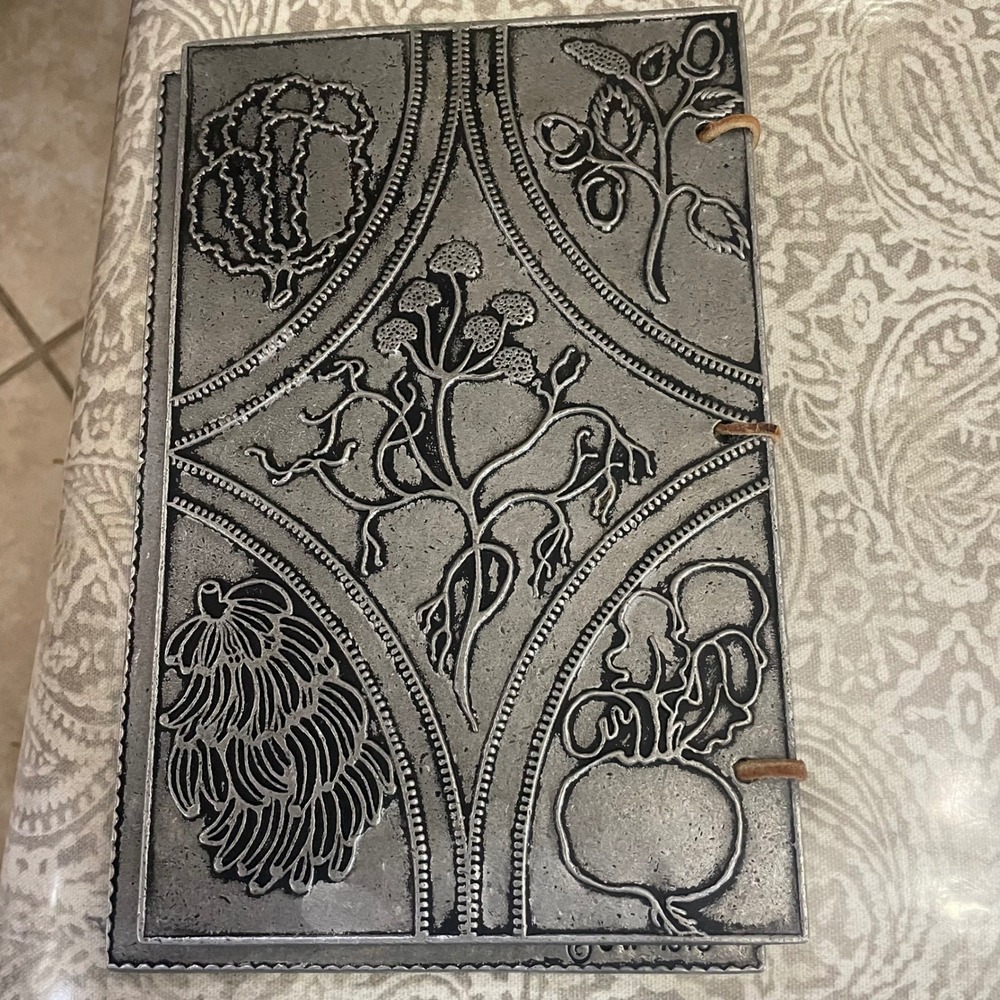 Vintage 1975 JW Pewter Recipe Book Cover Leather Bound Measurement Chart 10x6.5 - Picture 6 of 7
